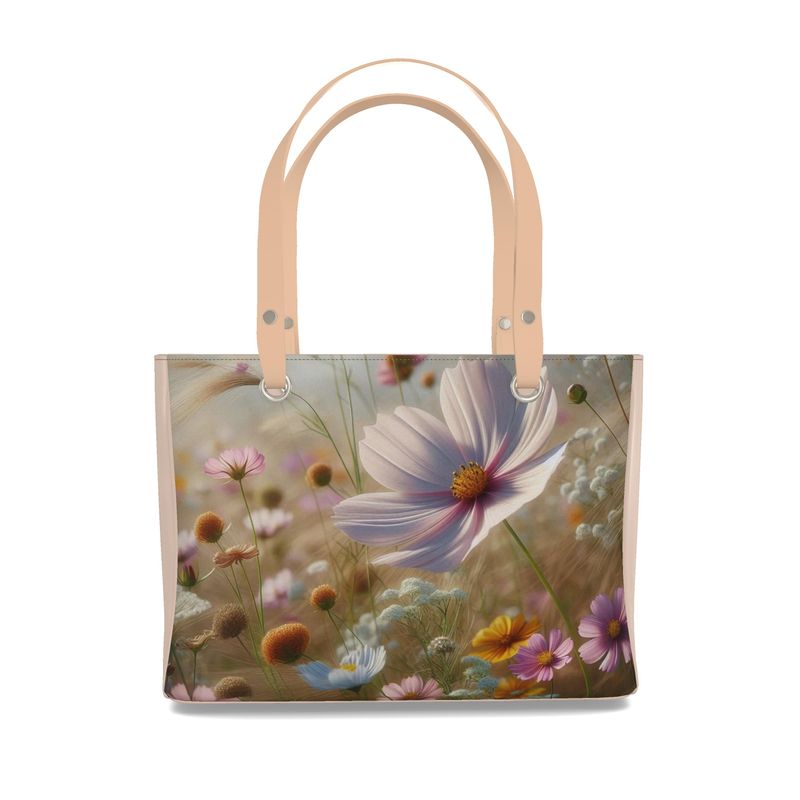 Hand-made Floral Leather Handbag Botanical Meadow Artisan Crafted
