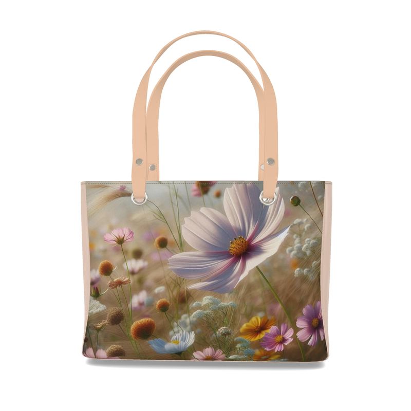 Hand-made Floral Leather Handbag Botanical Meadow Artisan Crafted